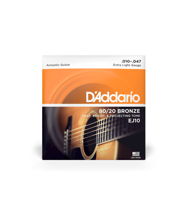 D'Addario 80/20 Bronze Acoustic Guitar Strings - 10-47 Extra Light