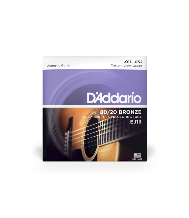 D'Addario 80/20 Bronze Acoustic Guitar Strings - 11-52 Custom Light
