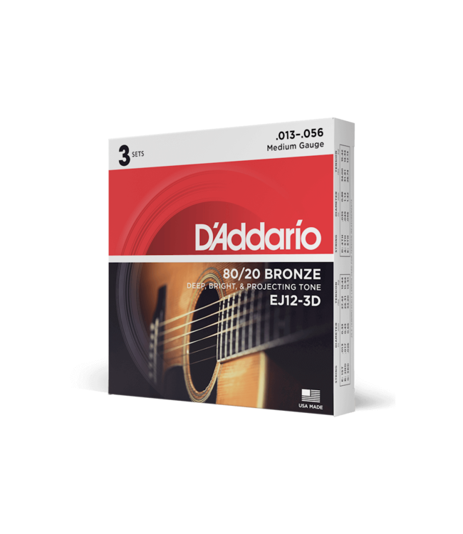 D'Addario 80/20 Bronze Acoustic Guitar Strings - 13-56 Medium