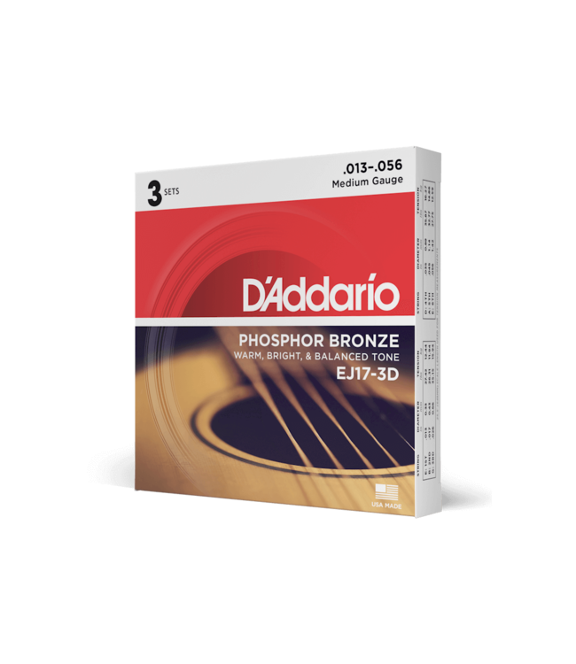 D'Addario Phosphor Bronze Acoustic Guitar Strings - 13-56 Medium
