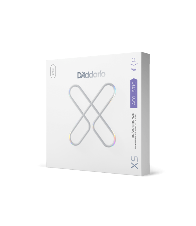 D'Addario XS Coated 80/20 Bronze Acoustic Guitar Strings - 11-52 Custom Light