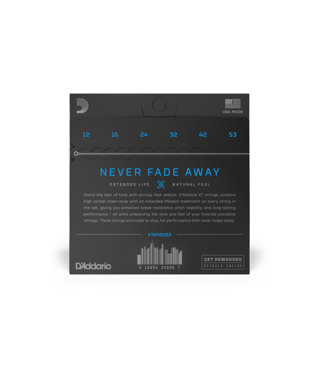 D'Addario XT Coated Phosphor Bronze Acoustic Guitar Strings - 12-53 Light