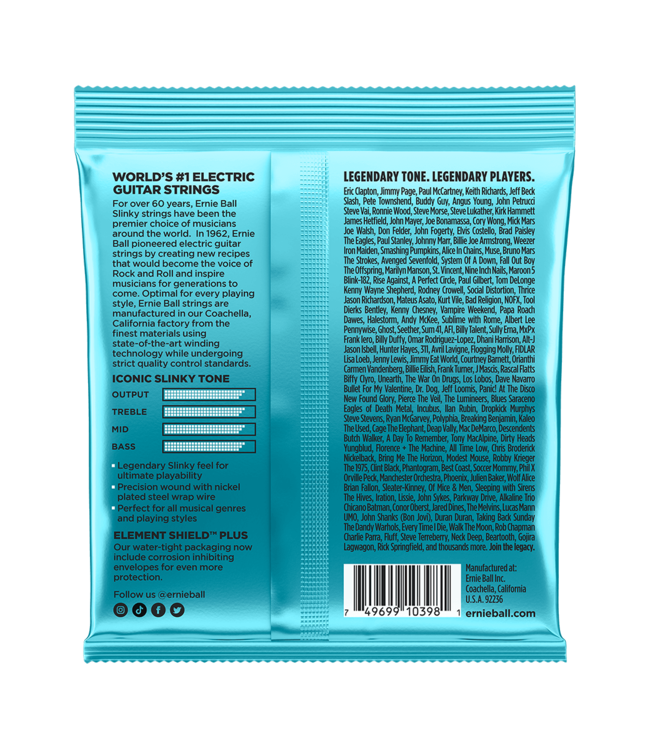 Ernie Ball Nickel Wound Electric Guitar Strings - 08.5-40 Mighty Slinky