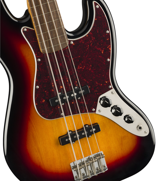 Squier Classic Vibe '60s Jazz Bass Fretless - Laurel Fretboard, 3-Colour Sunburst
