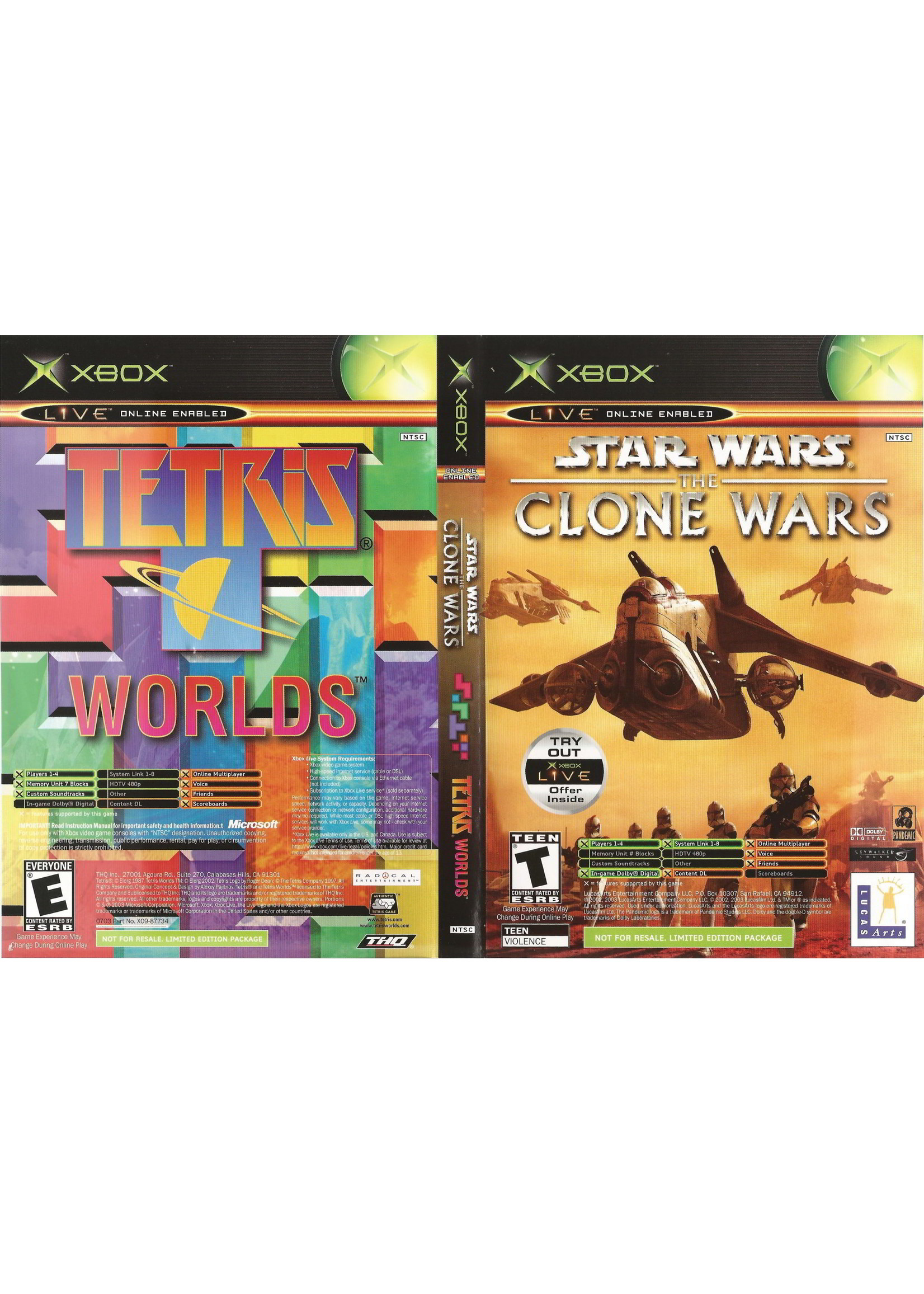 Microsoft Xbox Star Wars Clone Wars & Tetris