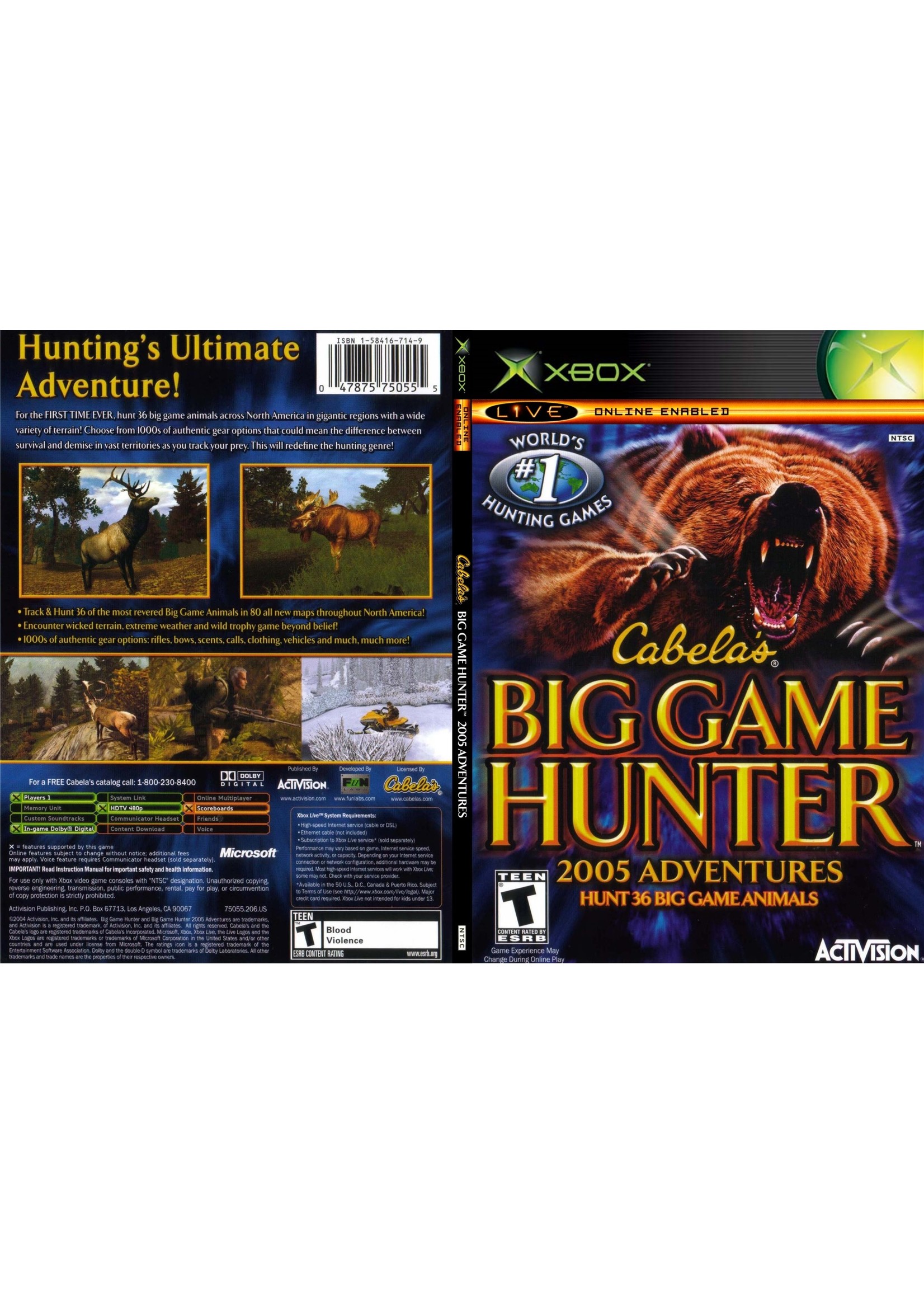 Microsoft Xbox Cabela's Big Game Hunter 2005 Adventures