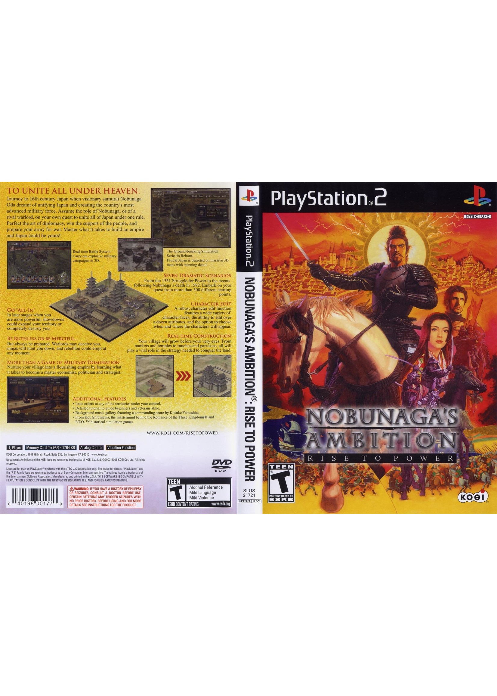 Sony Playstation 2 (PS2) Nobunaga's Ambition Rise to Power