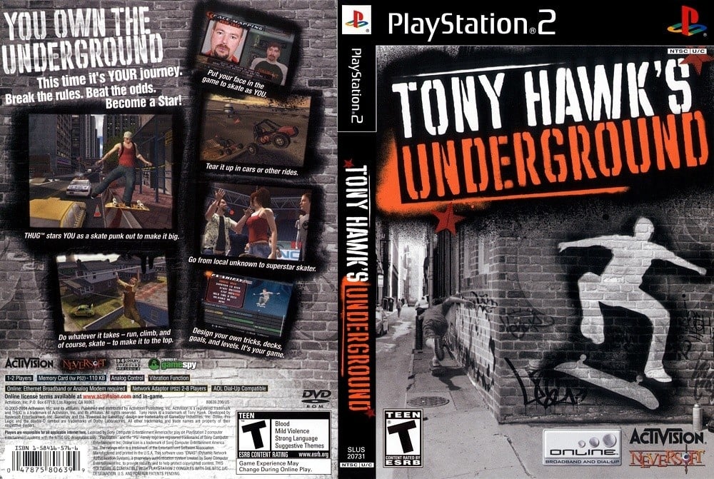 Sony Playstation 2 Hawk Underground - MandMGamesLargo
