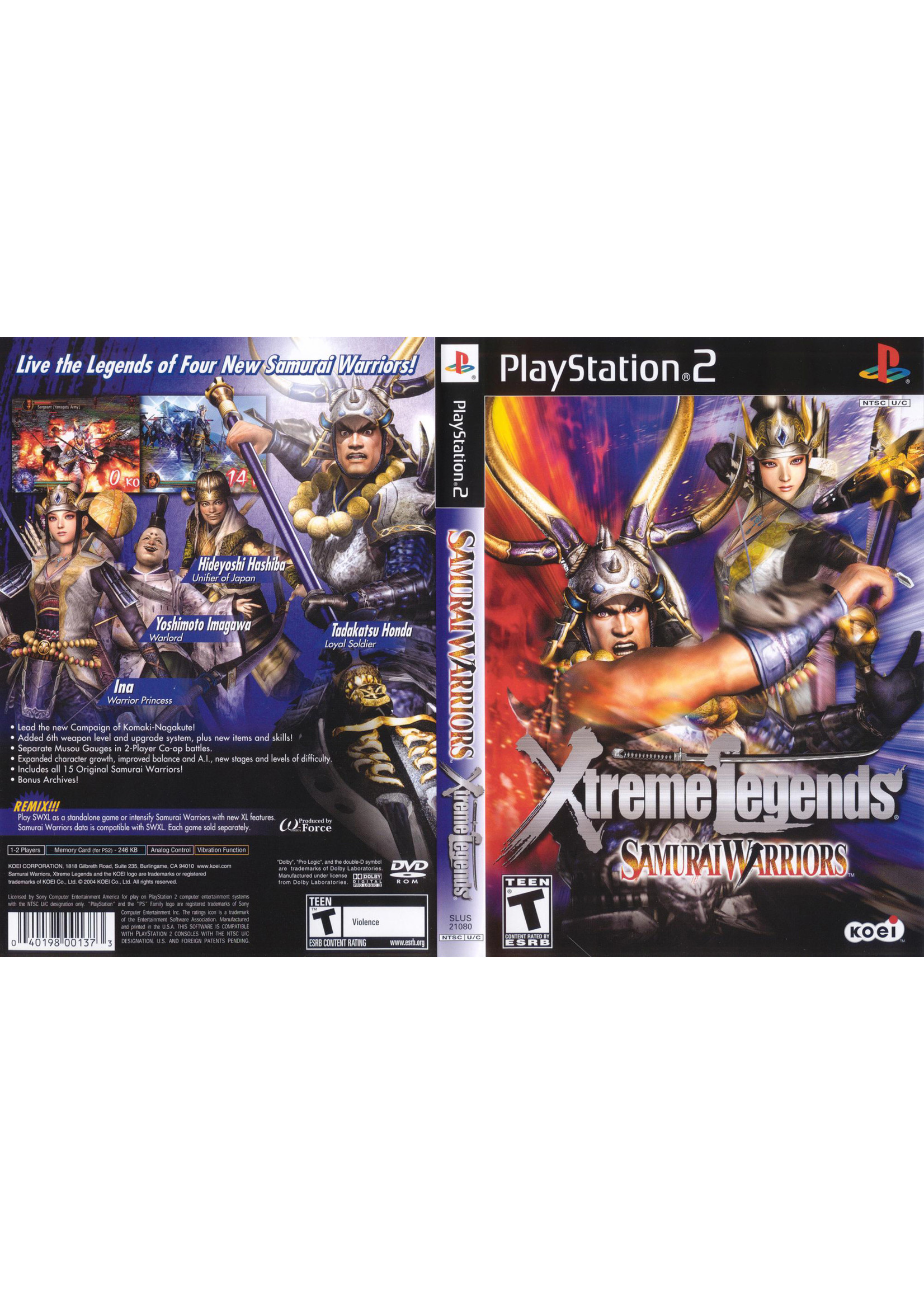 Sony Playstation 2 (PS2) Samurai Warriors Xtreme Legends