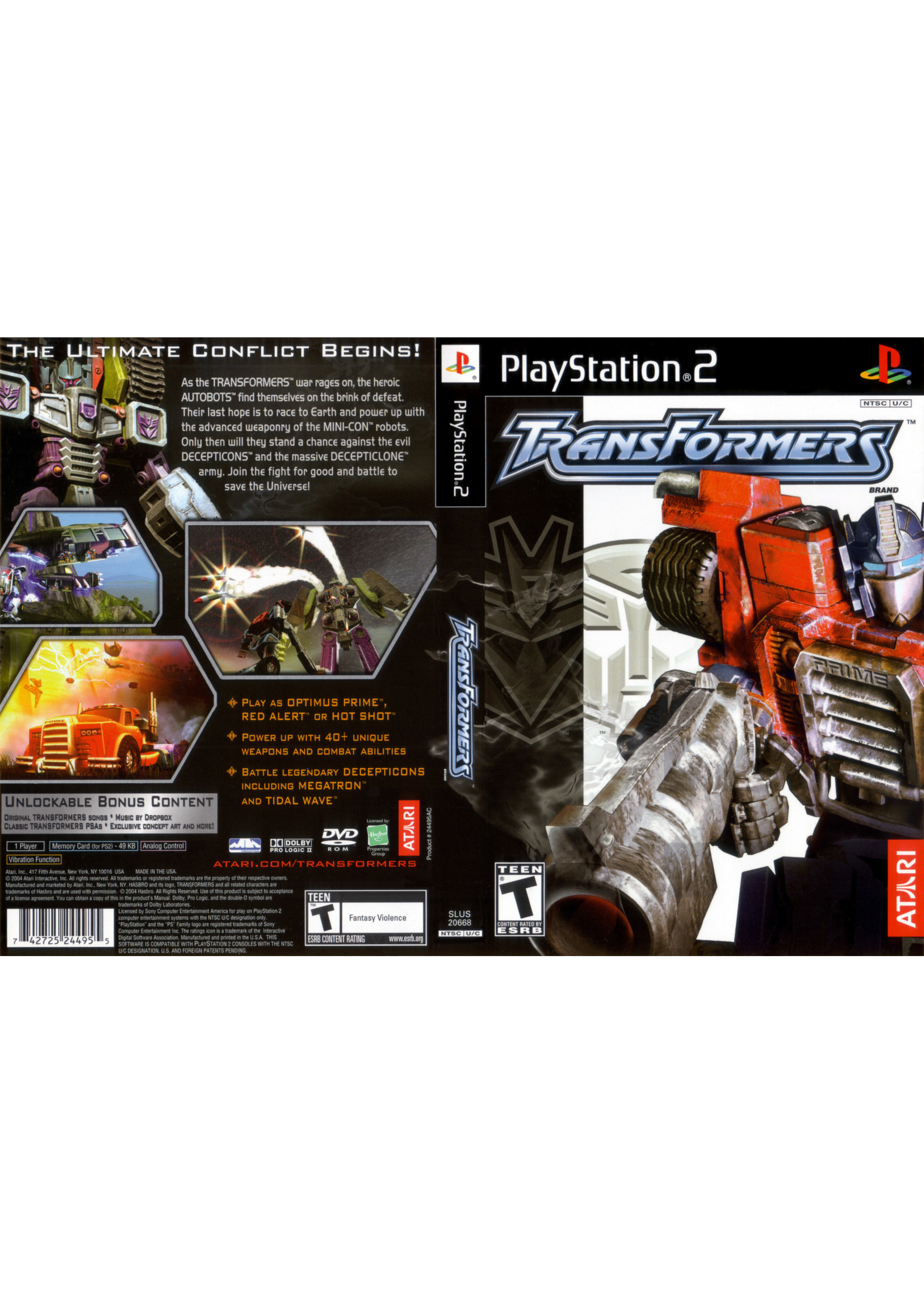 Sony Playstation 2 (PS2) Transformers