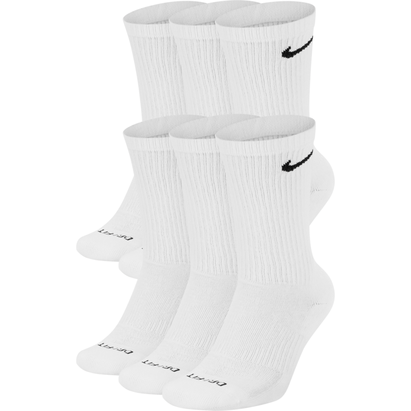 Nike WOMEN'S Everyday Plus Cushioned Crew Socks 3 OR 6 Pack WHITE SX6897