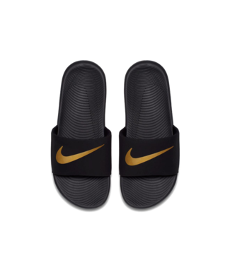 Nike slides with gold logo new arrivals