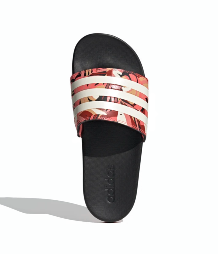 Adidas Women Adilette Comfort Slides Core Black Linen Signal Pink Fw7256 Sam Tabak