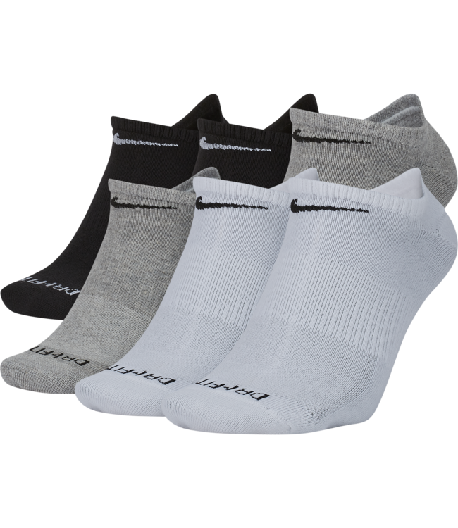 Nike Dri Fit Everyday Plus Lightwegiht No Show Sock Black White Grey L 6 Pack SX6900 925 Sam Tabak