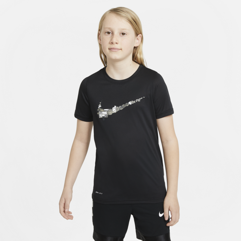 Nike Nike Dri-FIT Older Kids Training T-Shirt Black/White DH6547 010