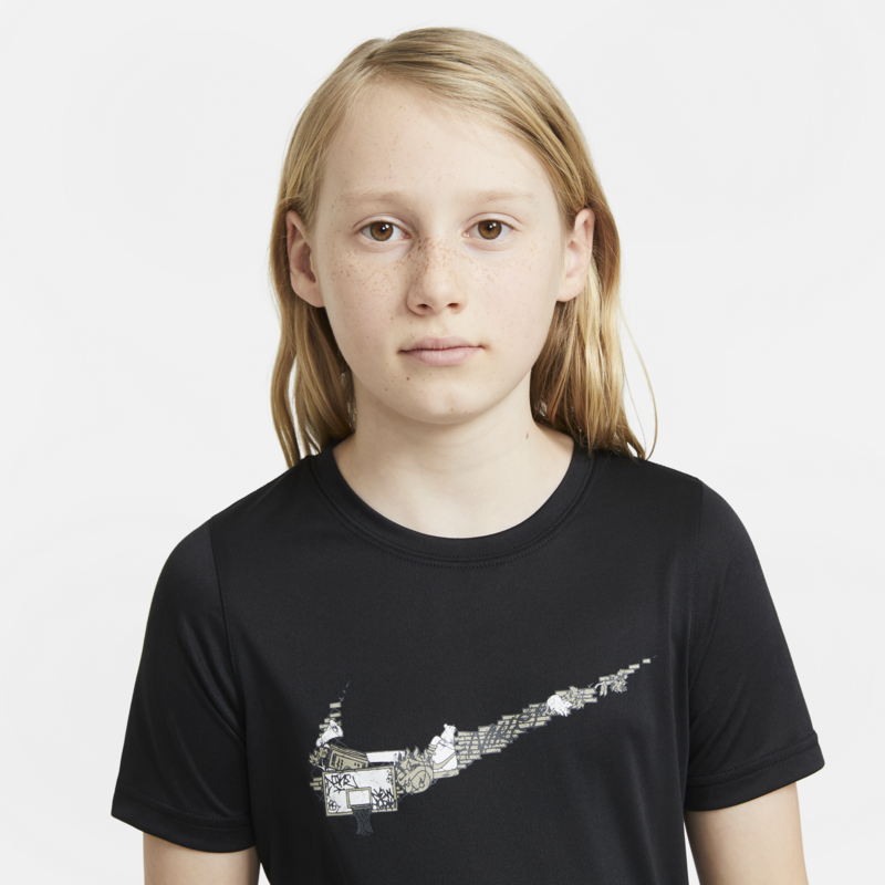 Nike Nike Dri-FIT Older Kids Training T-Shirt Black/White DH6547 010