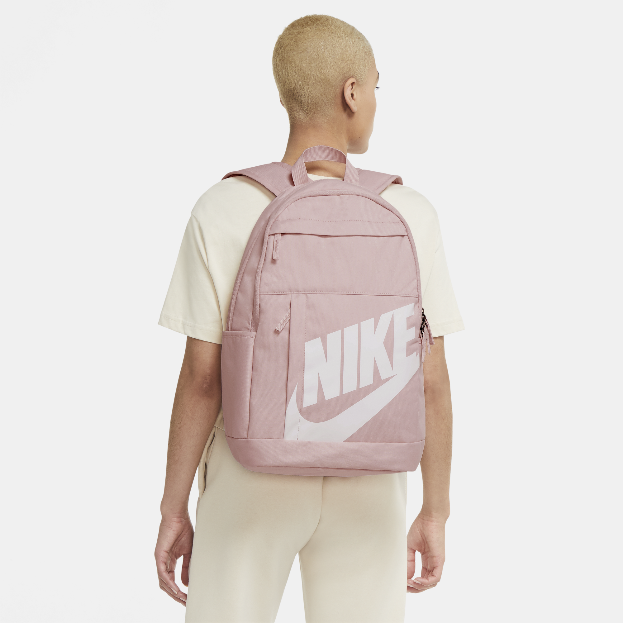 pink white backpack