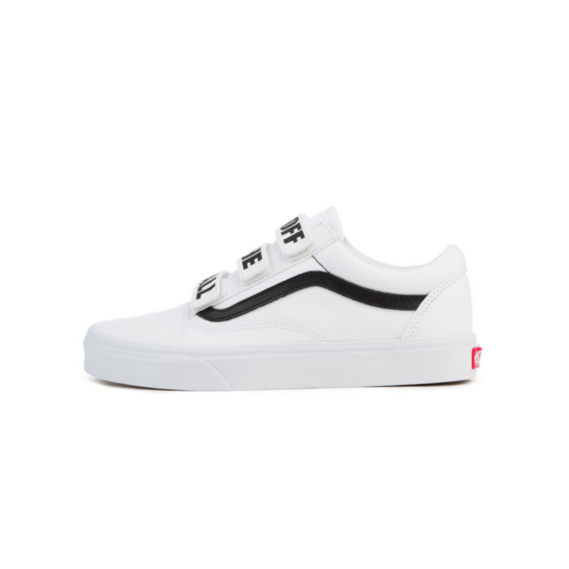 vans old skool velcro off the wall white