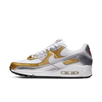 Nike Women's Nike Air Max 90 SE WHITE/WHITE-METALLIC GOLD DJ6208 100