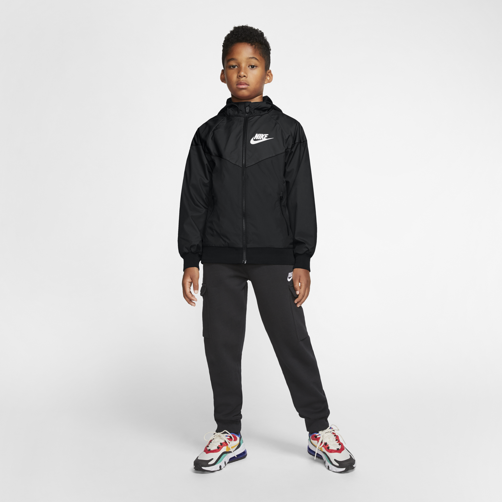 Nike Sportswear Windrunner Kids - White/Black/Black (DB8521-100) • Price »