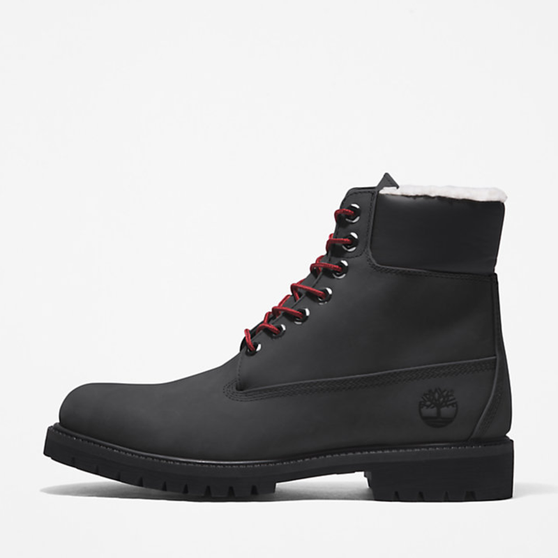 Timberland TImberland 6" inch Premium Warmlined Fur Lined Black Red Nubuck TB0A2EDY