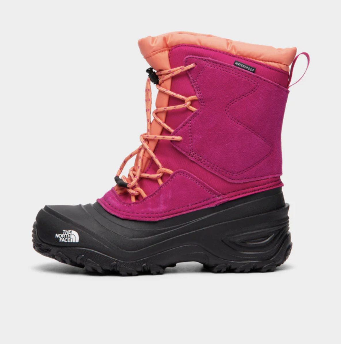 THE NORTH FACE JUNIORS GIRLS’ ALPENGLOW V WP FUSCHIA PINK/CORAL SUNRISE