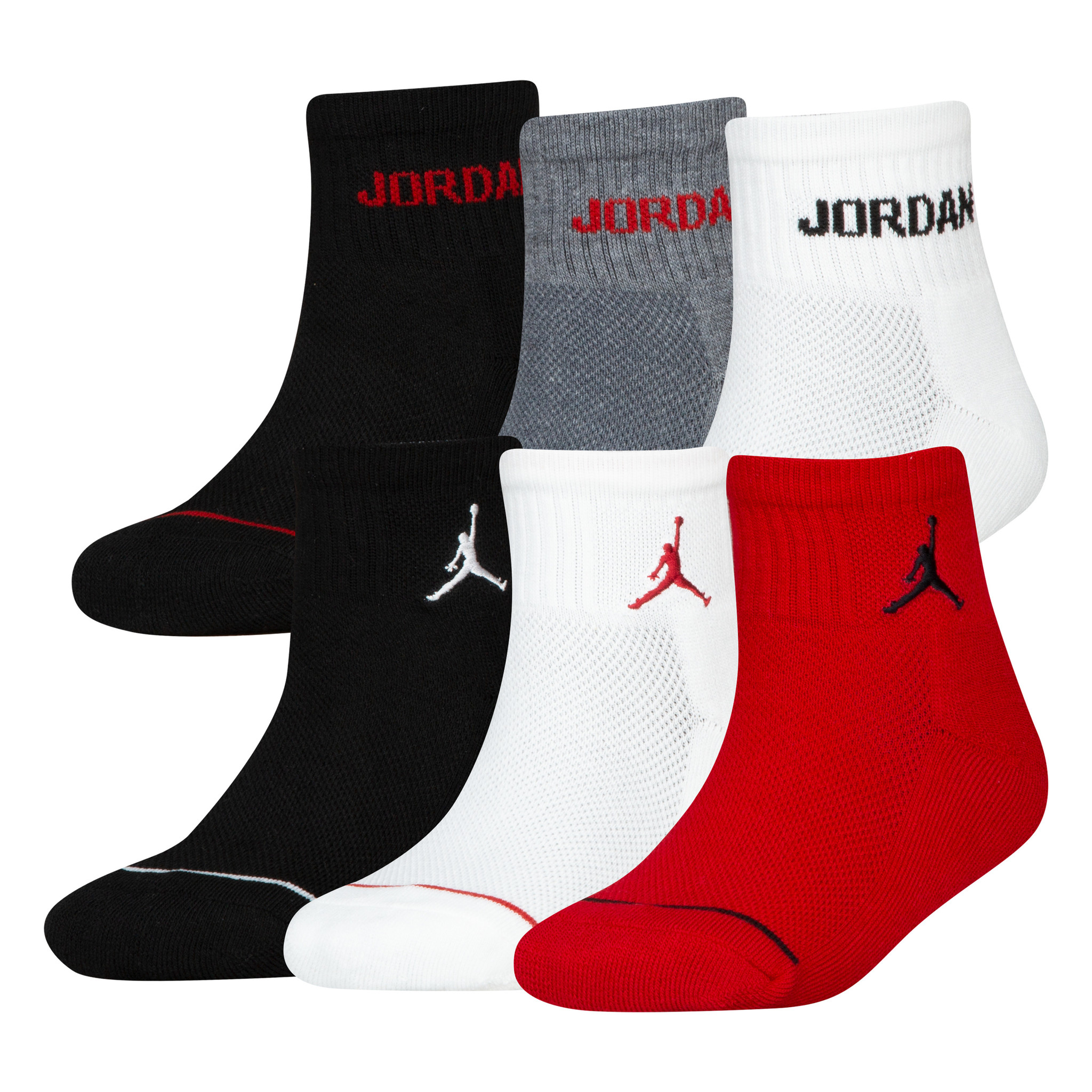 Air Jordan Kids 6pack Ankle Socks Gym Red BJ0342 RK2 Sam Tabak