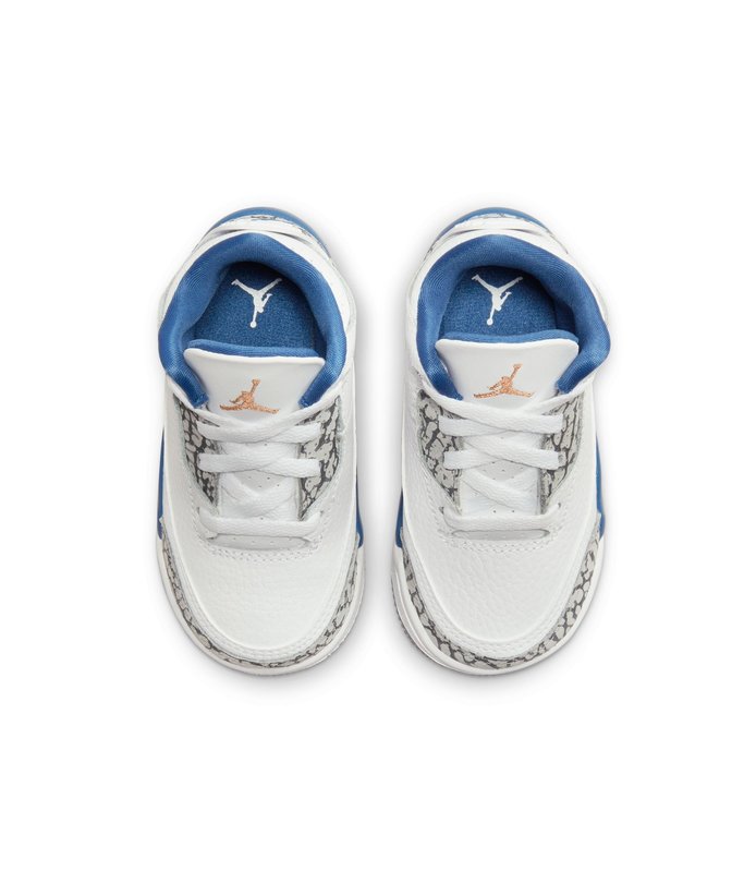 TD Air Jordan 3 Retro WHITE/METALLIC COPPER-TRUE BLUE