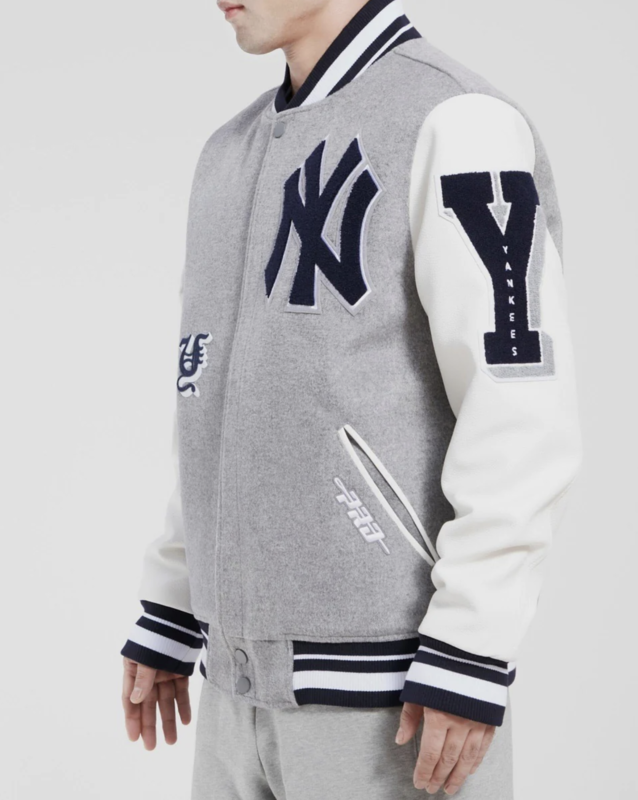 Pro Standard Luxury Athletics Yankees Grey/White Patched Letterman