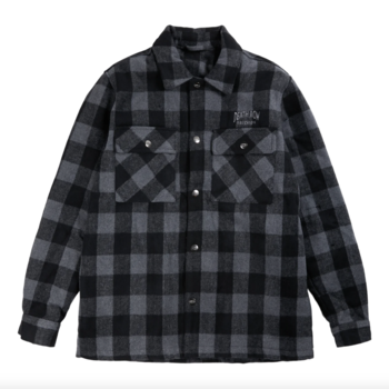 CROOKS Death Row Checkered Flannel Jacket Black 3DR50300