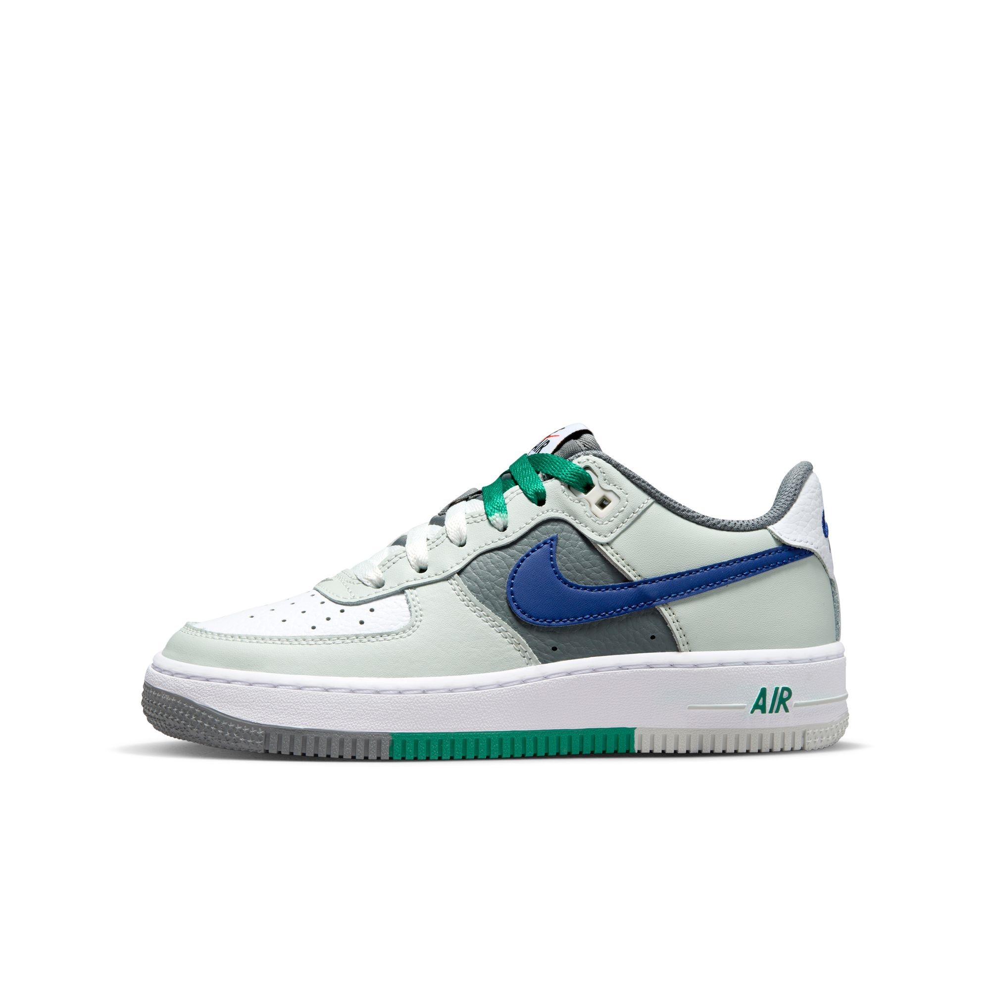 GS Nike Air Force 1 LV8 LIGHT SILVER DEEP ROYAL BLUE WHITE FB9035 001 Sam Tabak