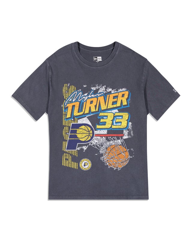 New Era New Era x NBA Myles Turner 33 Rally Collection Vintage Indiana Pacers T Shirt Black 60491878