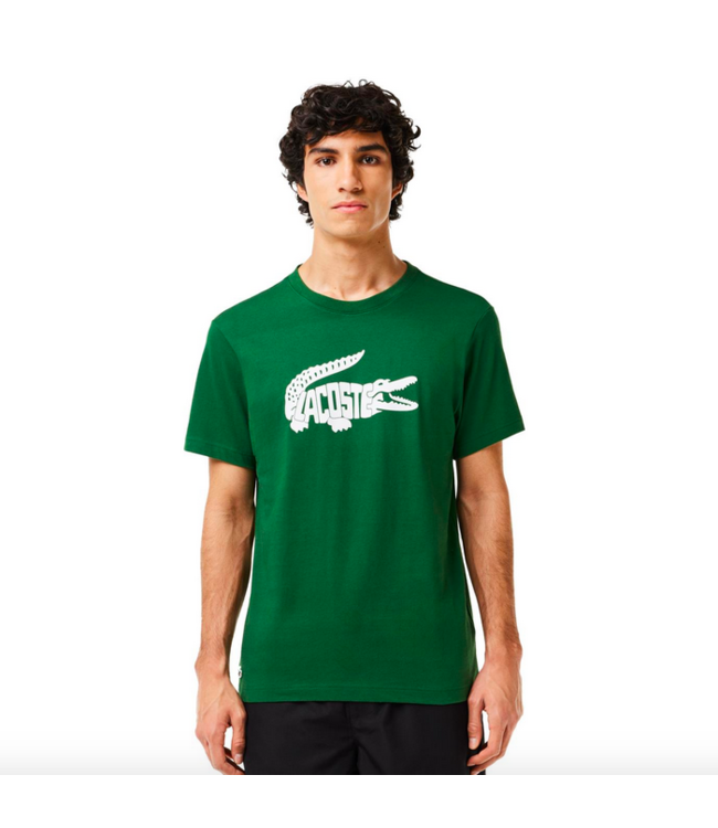 Lacoste Men s Sport Ultra Dry Croc Print T Shirt Green TH8937 52 291 Sam Tabak