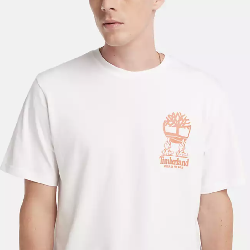 Timberland Men's Timberland 'For the Outdoors' Short Sleeve Graphic T-Shirt 'White/Orange' TB0A5YH7100