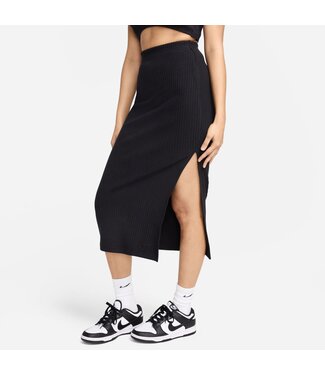 Nike Nike Sportswear Chill Knit Jupe mi longue cotelee fine pour Femme NOIR NOIR FQ1636 010