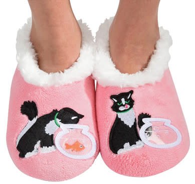 snoozies black cat slippers