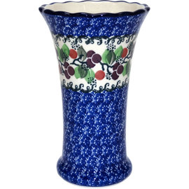 Ceramika Artystyczna Trumpet Vase Size 2 Cranberry Vine