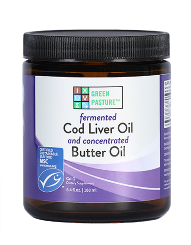 Green Pasture Products Fermented Cod Liver Oil & Butter Oil unflavored  Gel 6.4 oz