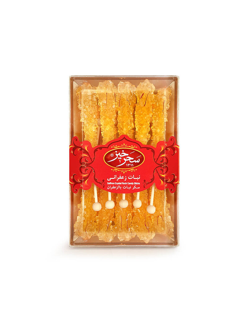 Saffron Rock Candy 10 Wooden Sticks Crystal Box - Saharkhiz