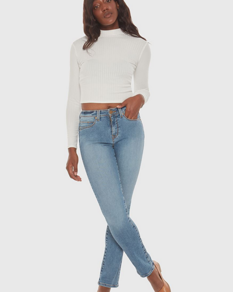 Lola Jeans Womens High Rise Straight Crop Jeans