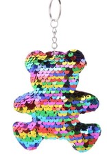 RAINBOW SEQUIN BEAR KEYCHAIN