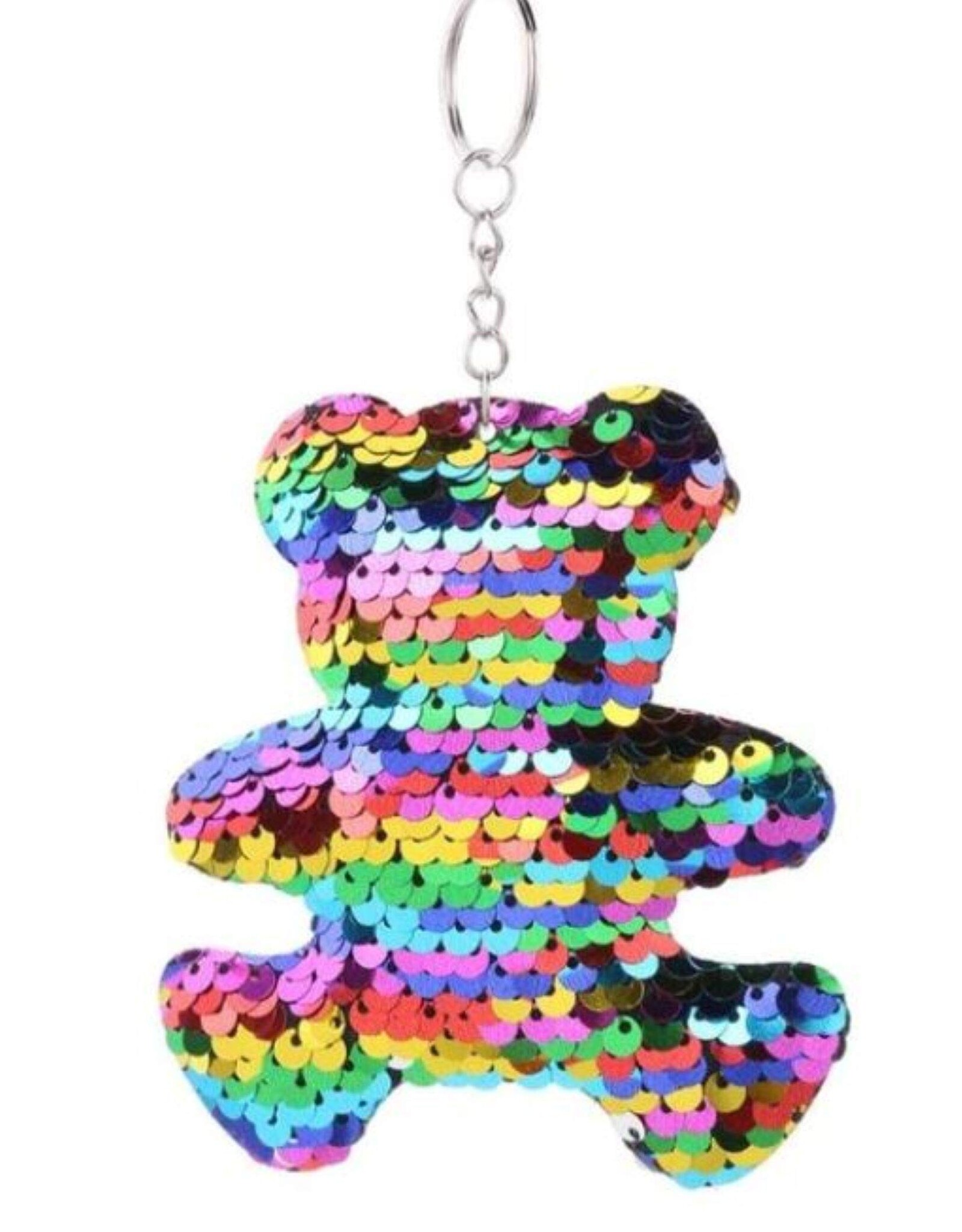 RAINBOW SEQUIN BEAR KEYCHAIN