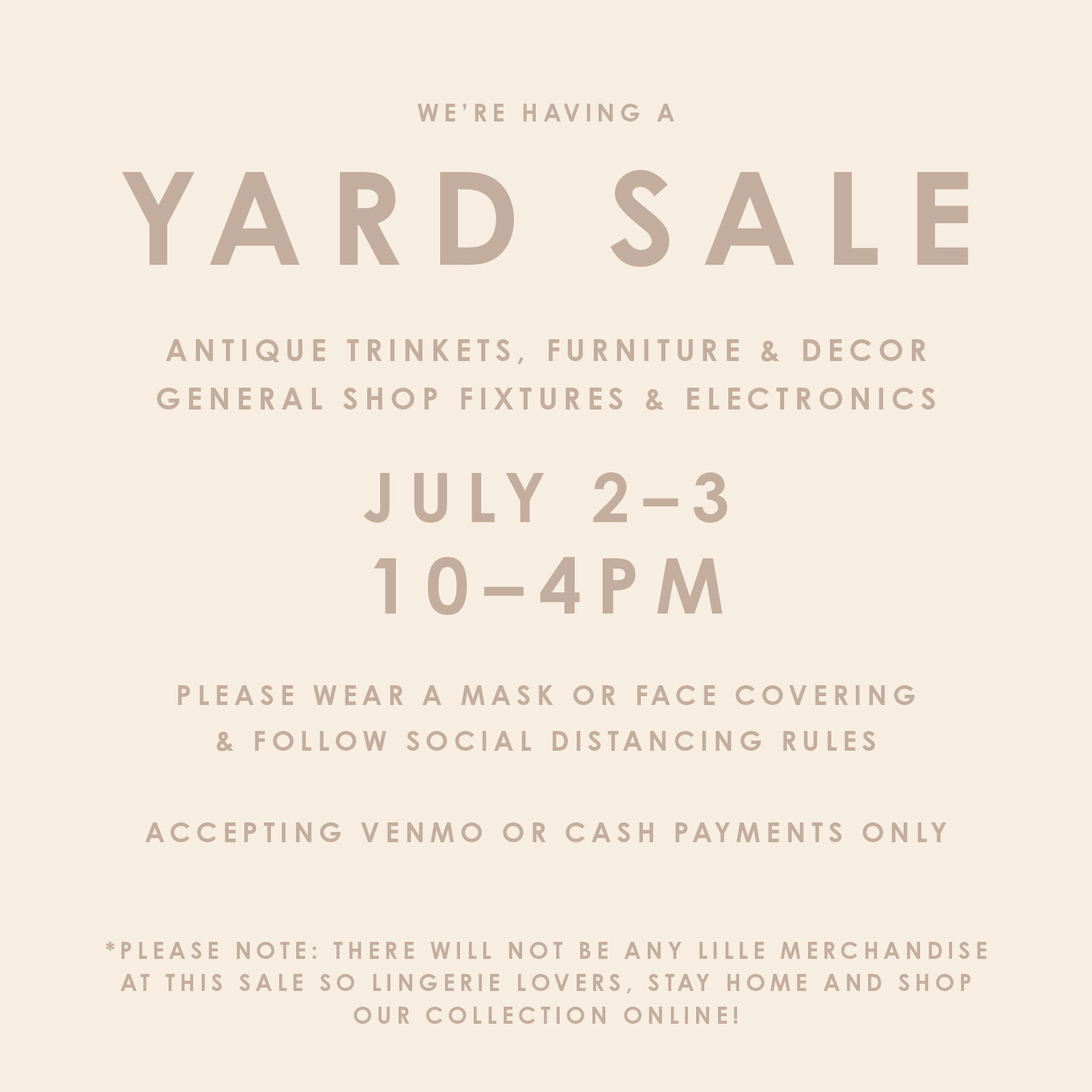 Lille Yard Sale 7/2 - 7/3