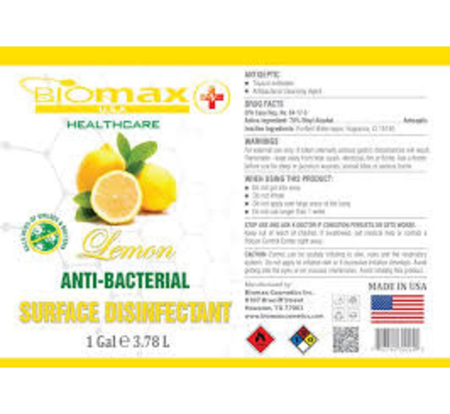 BIOMAX EPA Approved Surface Disinfectant Lemon Gallon Single