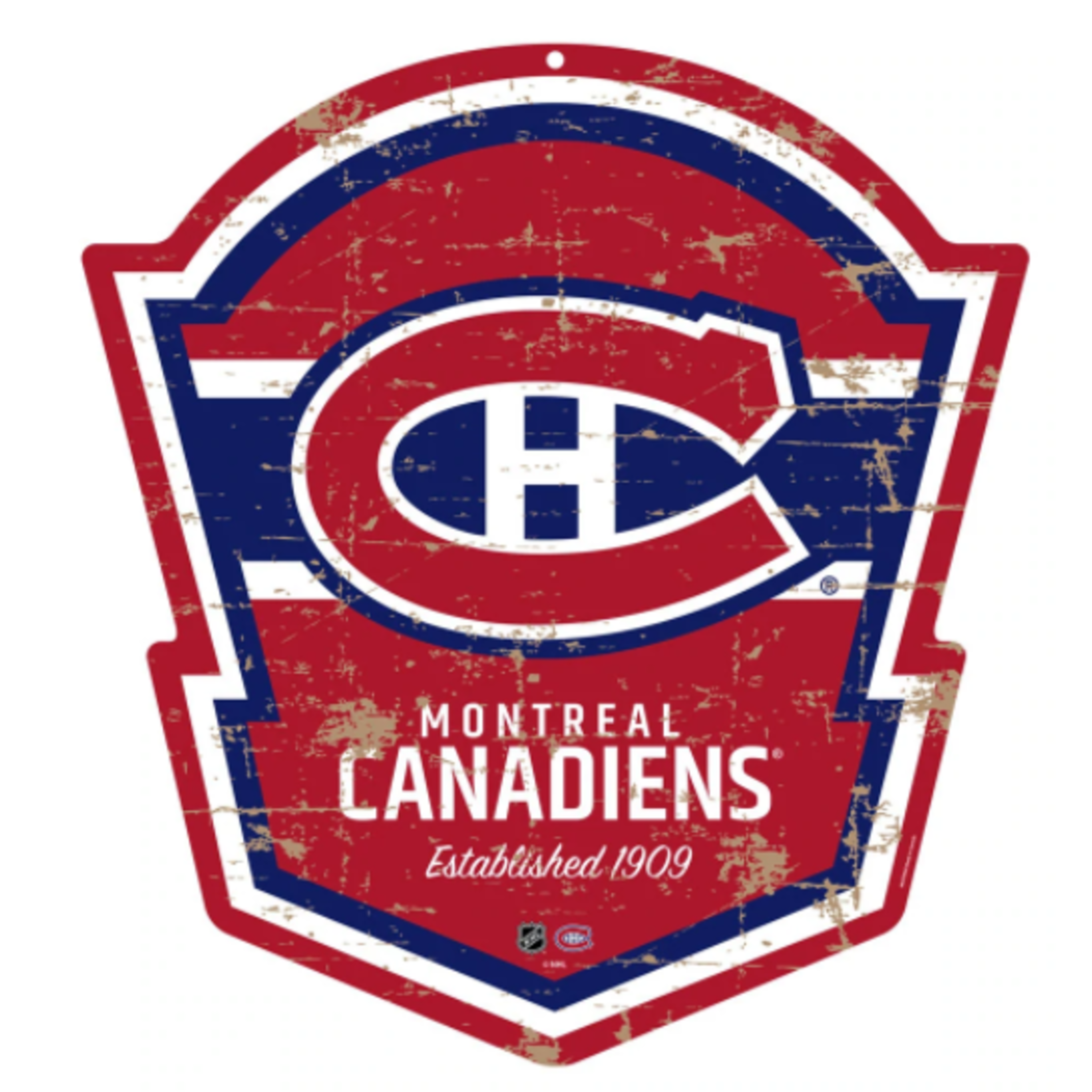 ACDC0661 MONTREAL CANADIENS WALL SIGN - 22 ROUND DISTRESSED - Tricolore  Sports