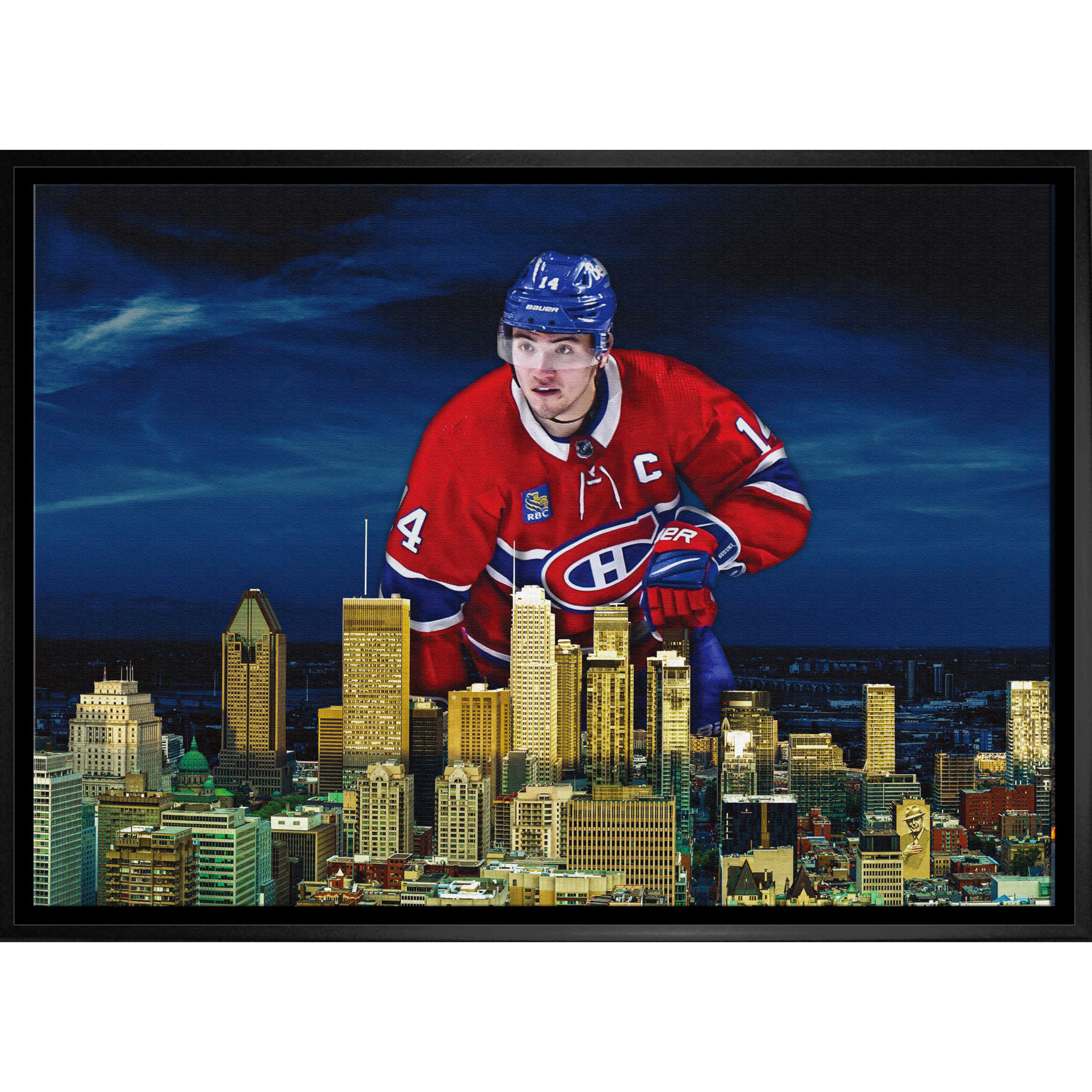 ACOC0127 SUZUKI,N FRAMED 20X29 CANVAS CANADIENS SKYLINE-H