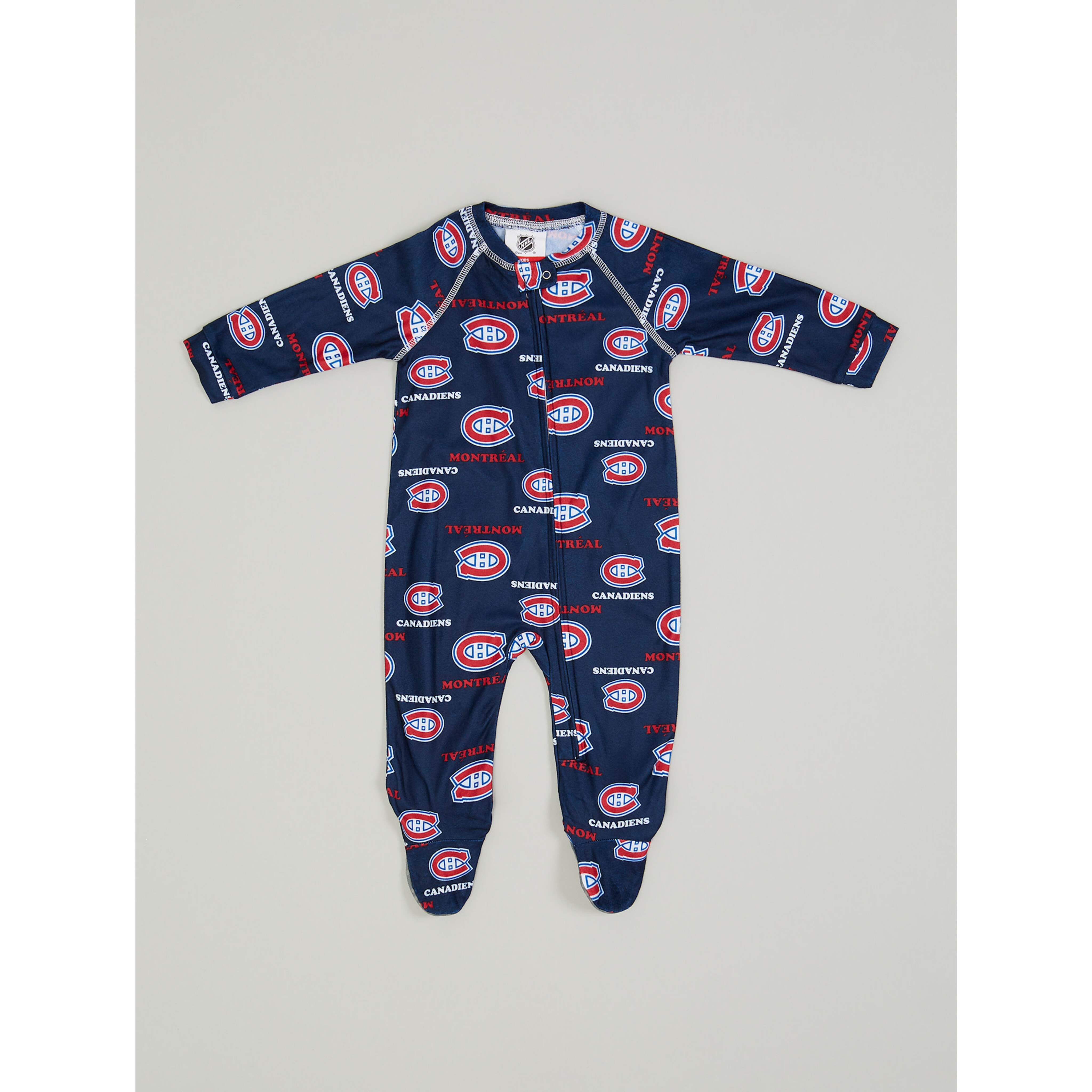 Canadiens zip up onezie baby pajamas Tricolore Sports