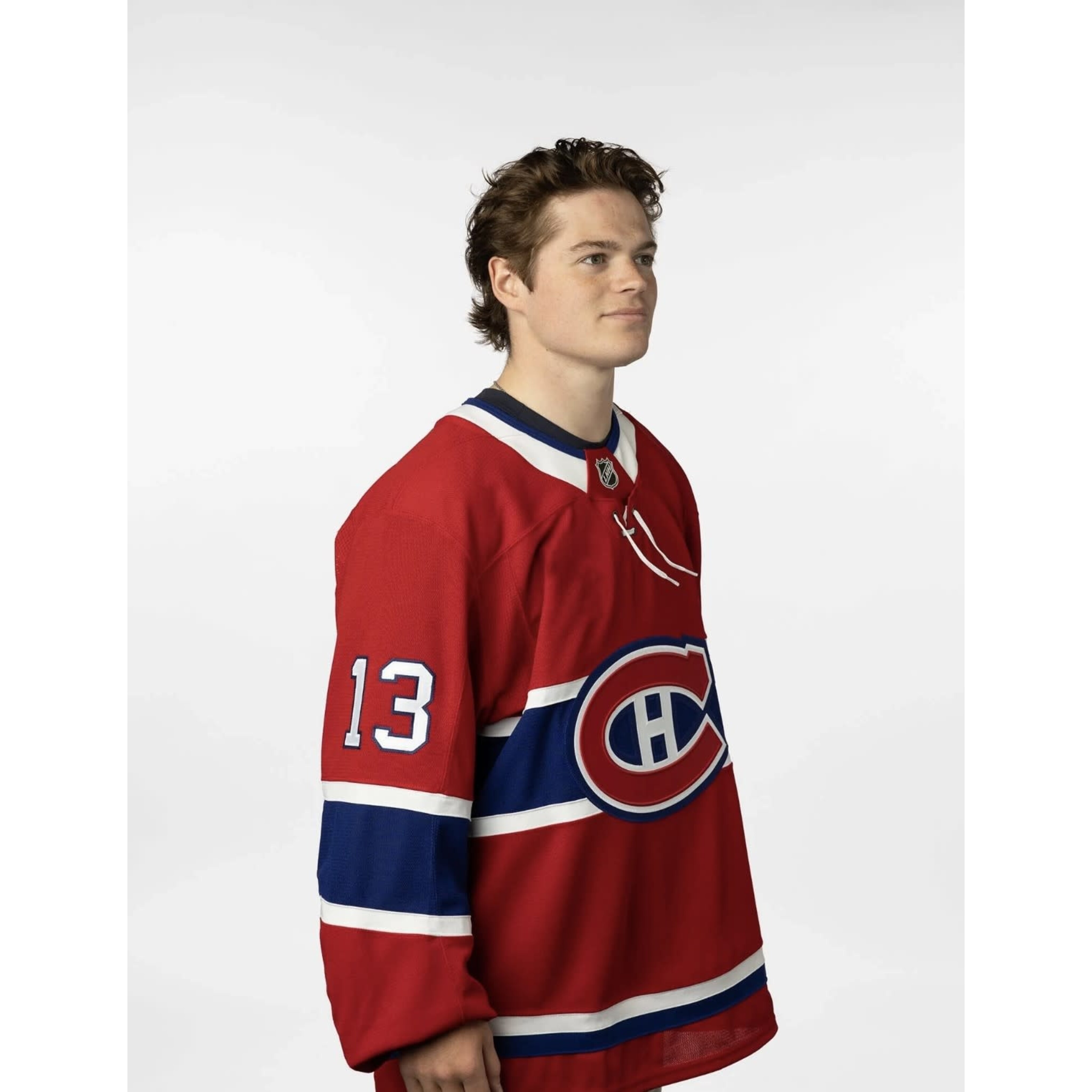 Montreal Canadiens Embroidered 13 Cole Caufield Premium Home Jersey Tricolore Sports