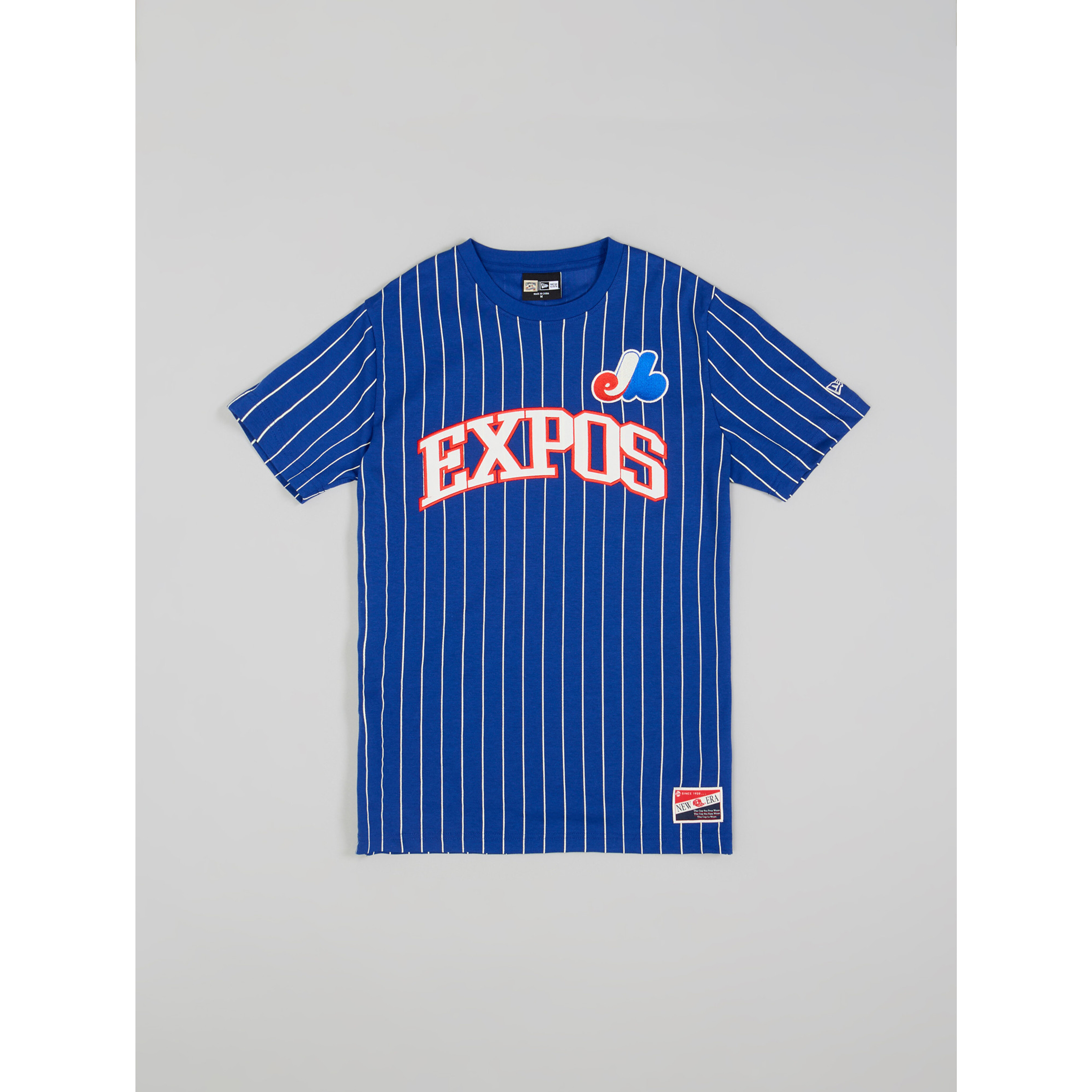 Montreal Expos Embroidered Blue Pinstripe T-Shirt - Tricolore Sports