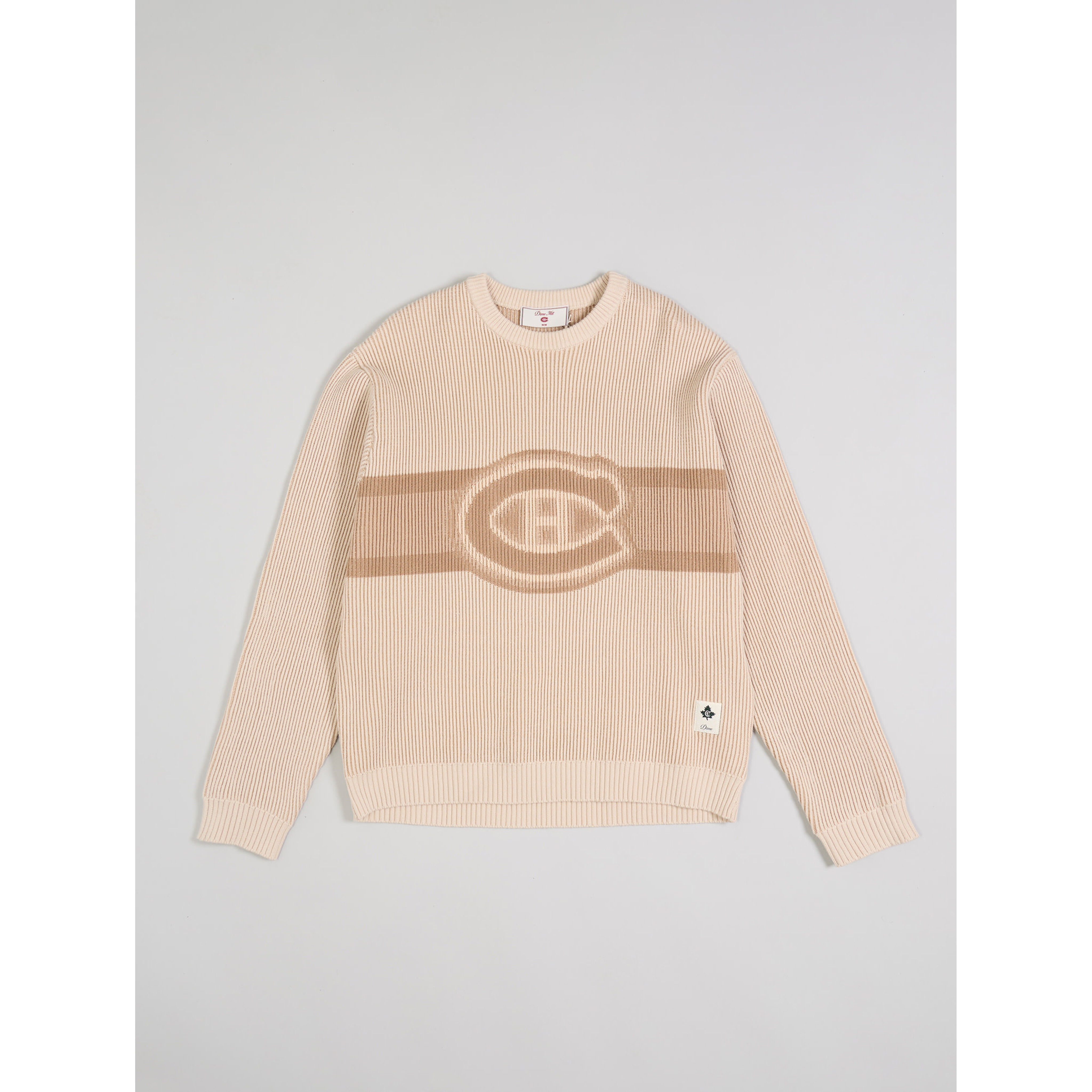 Canadiens Tonal Crest Ribbed Crew - Cream - Tricolore Sports